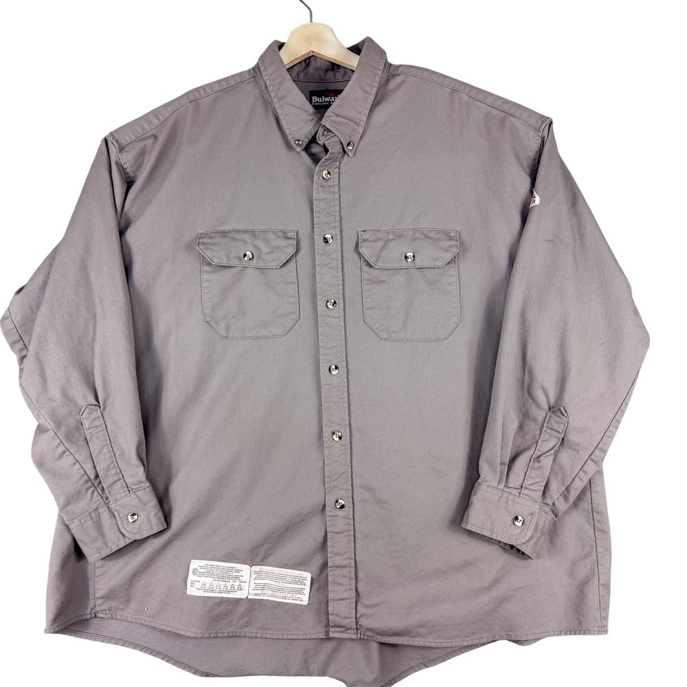 Bulwark FR Shirt‎ Mens 3XL Gray Flame Resistant Button Down Workwear NFPA 2112